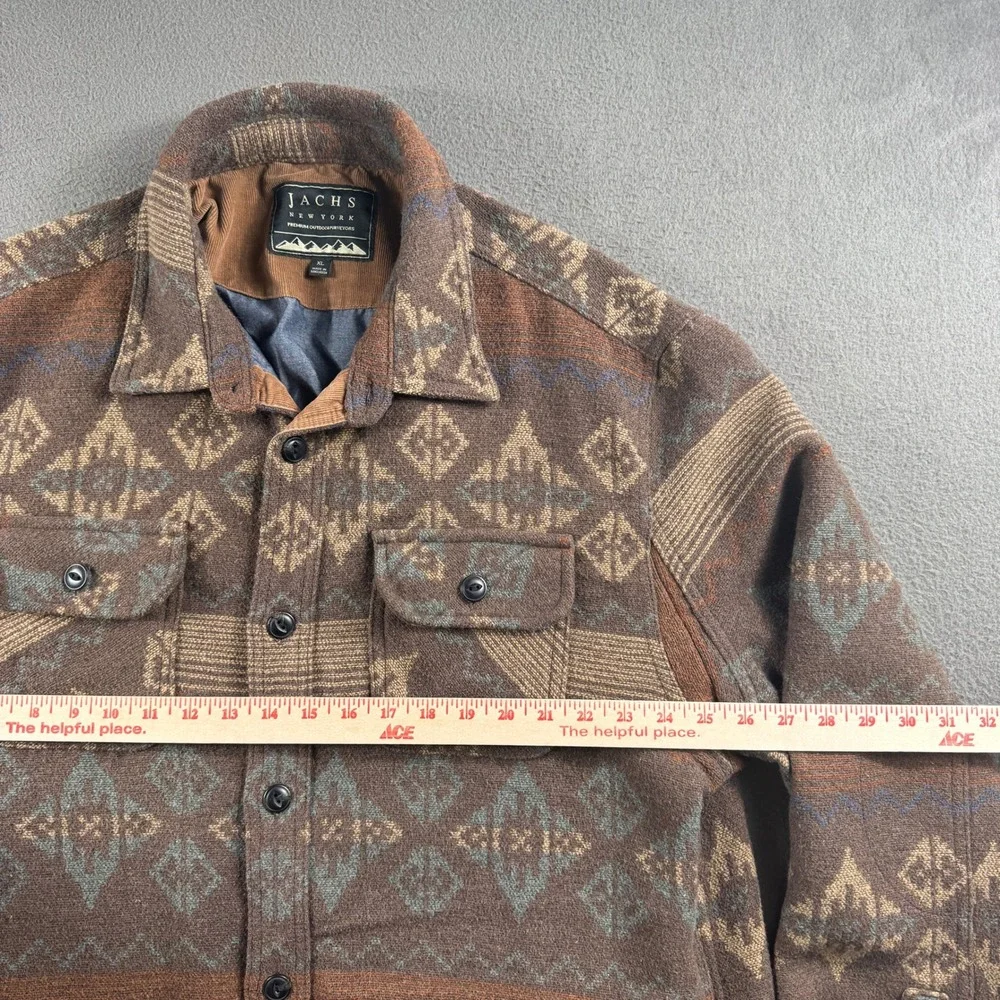 Jachs New York Shacket Mens XL Brown Aztec Wool Blend Southwestern Cabin